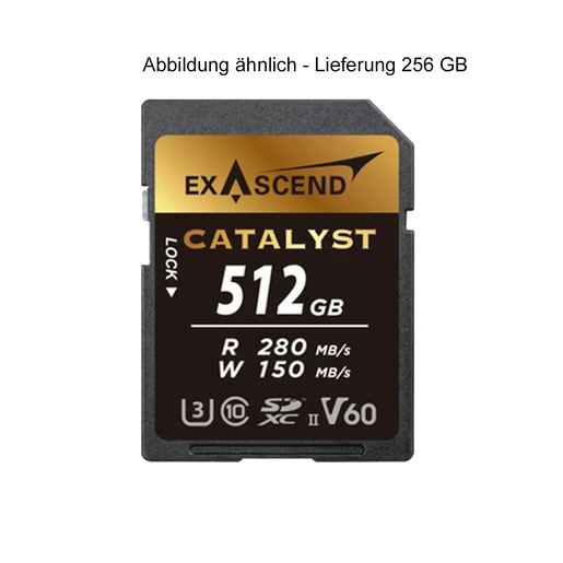 Exascend Catalyst SDXC 256 GB UHS-II, C1 V60, 280/180 MB/s, Speicherkarte