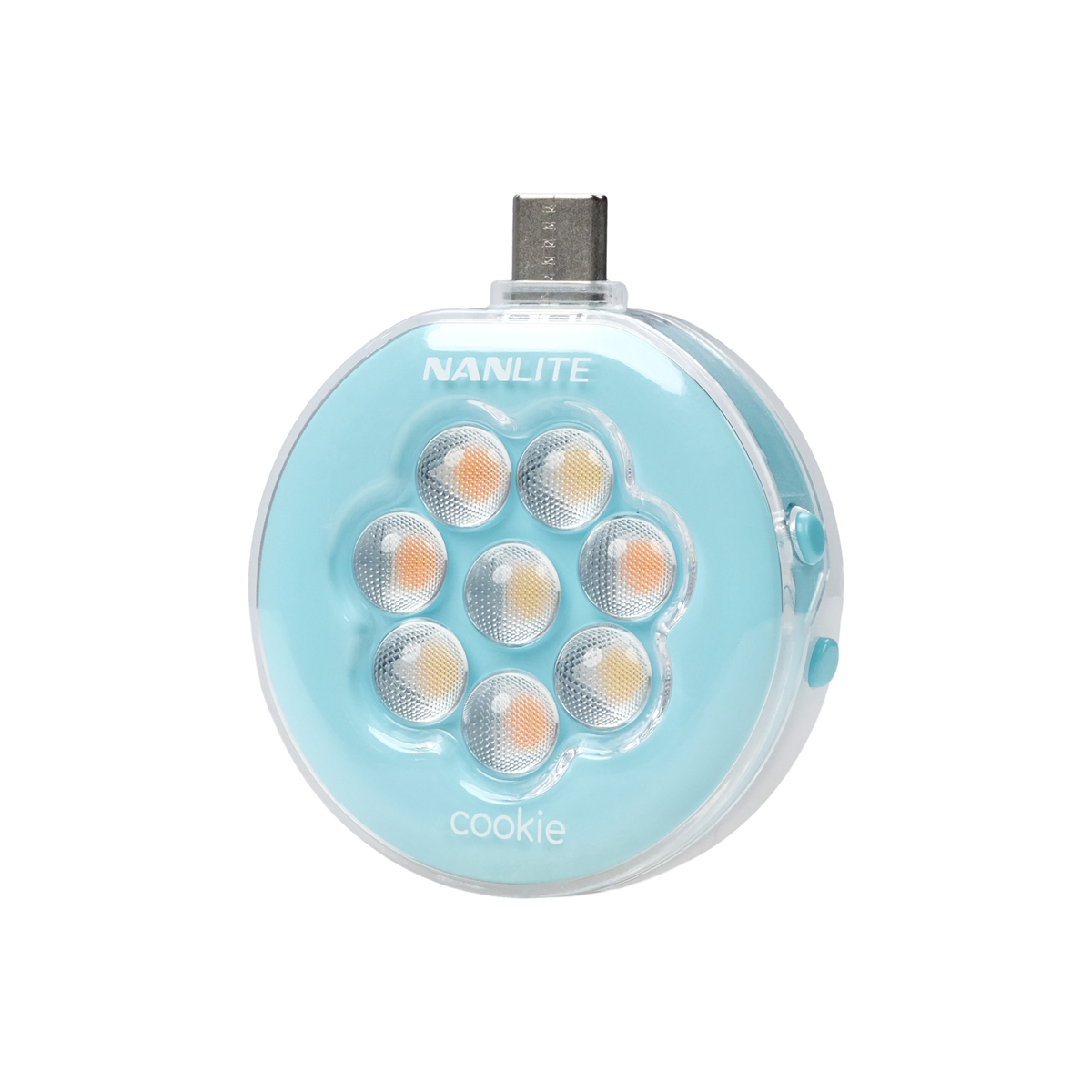 Nanlite Mini-Smartphone-Leuchte cookie rund, cyan Nanlite Mini-Smartphone-Leuchte cookie rund, cyan