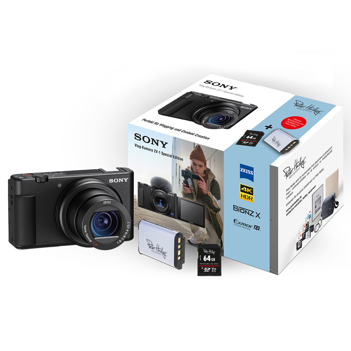 Sony ZV-1 Vlog Kamera Special Edition Set inkl. Peter Hadley 64GB SDHC+Akku NP-BX1 4002451006217