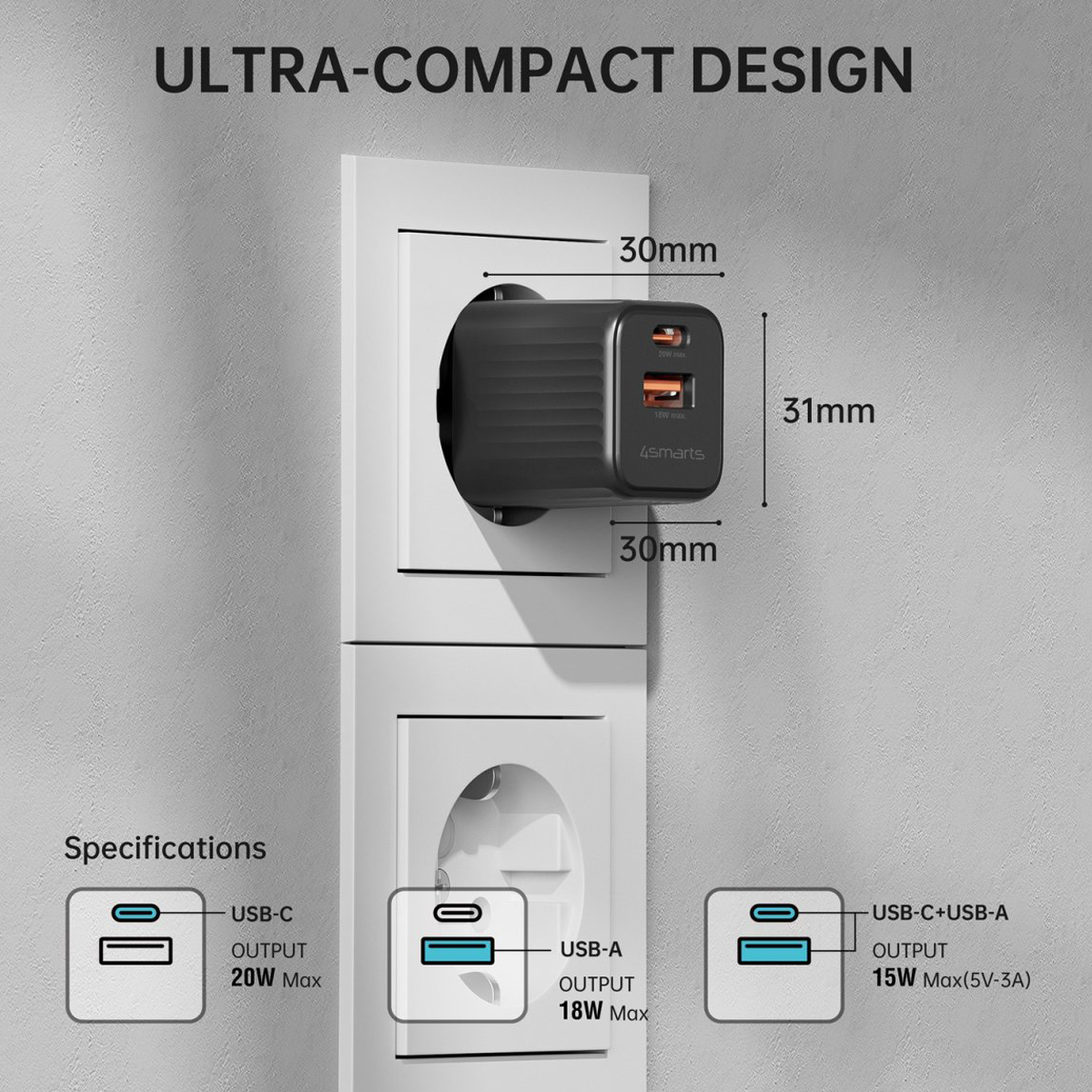 4smarts VoltPlug Duos Mini PD schwarz 20W, Netzlad 4252011903467