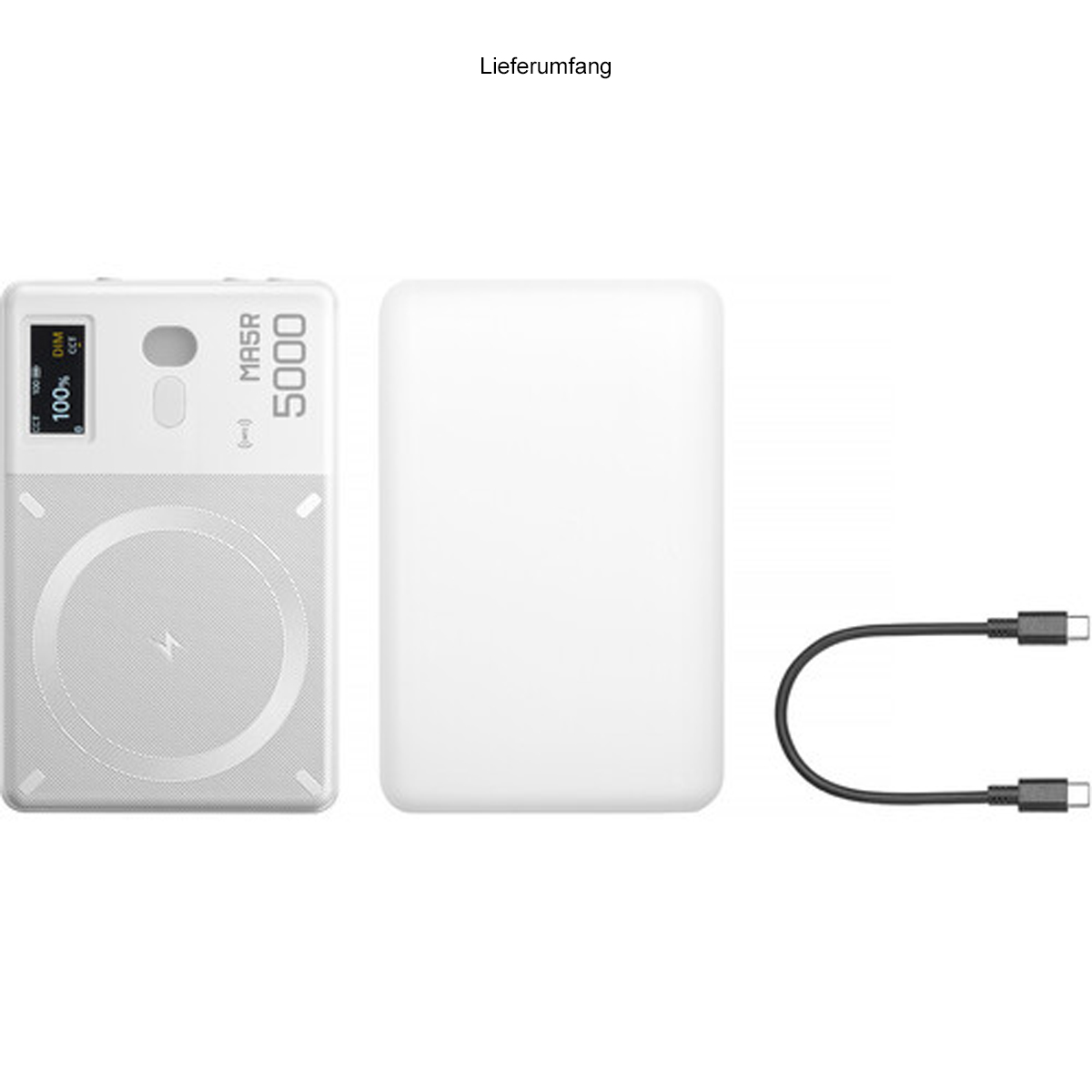 Godox MA5R weiß, RGB-Panel-Licht und Powerbank 6952344240229