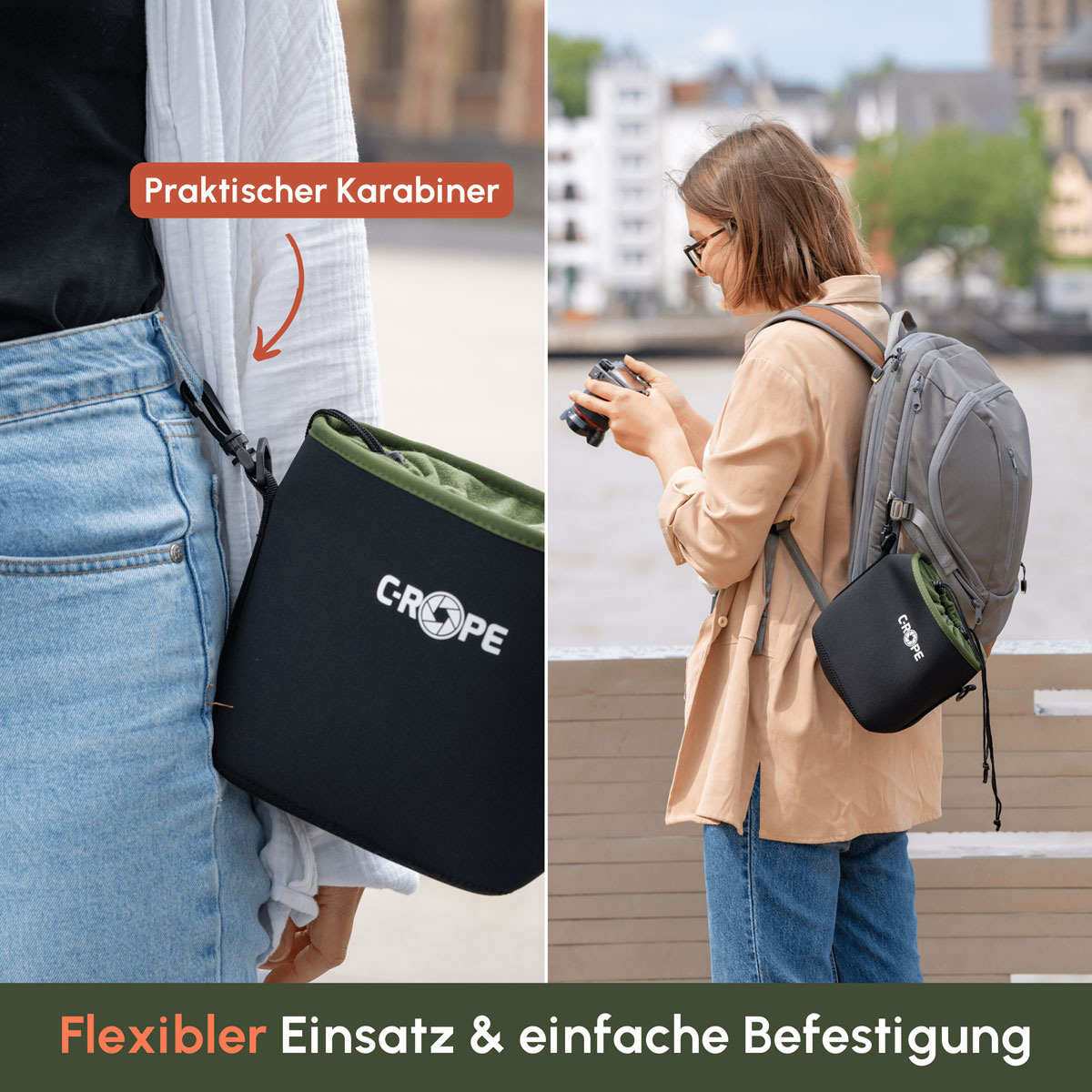 C-Rope Kamerabeutel M, schwarz/oliv 17x18x12 cm 4260572671350
