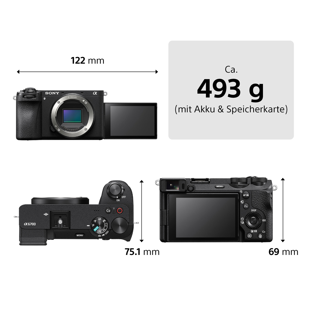 Sony Alpha ILCE-6700+SEL1650II+SEL70350G schwarz, Kamerakit Sony Alpha ILCE-6700+SEL1650II+SEL70350G schwarz, Kamerakit