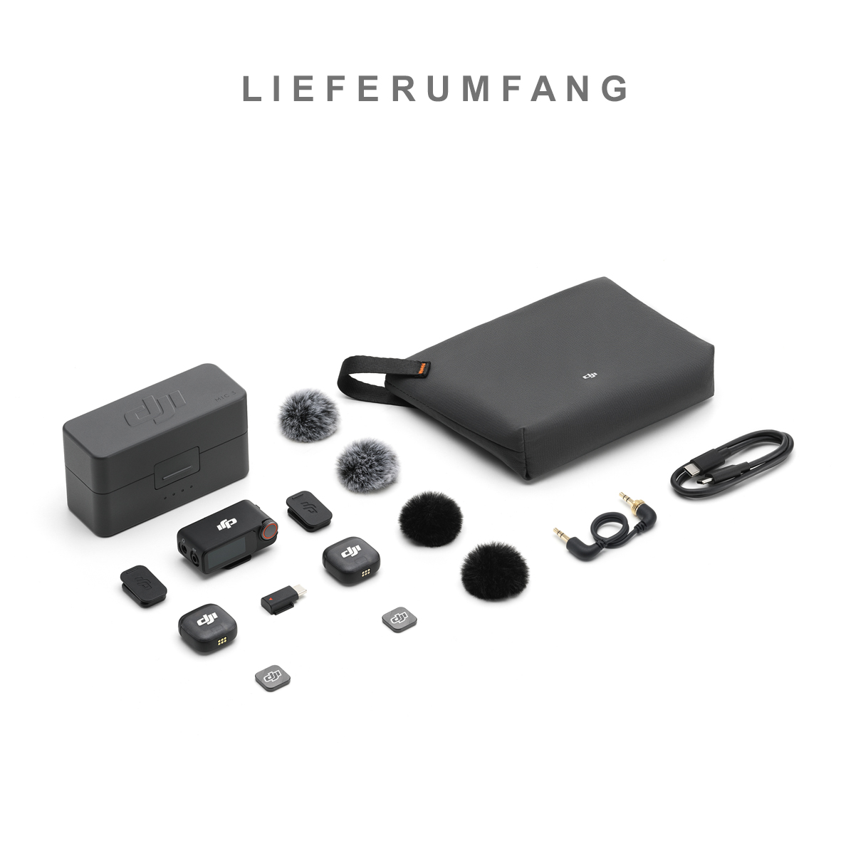 DJI MIC 3 (2 TX + 1 RX + Charging Case) 2 Sender+1 Empfänger, Funkmikrofonsystem 6937224116344