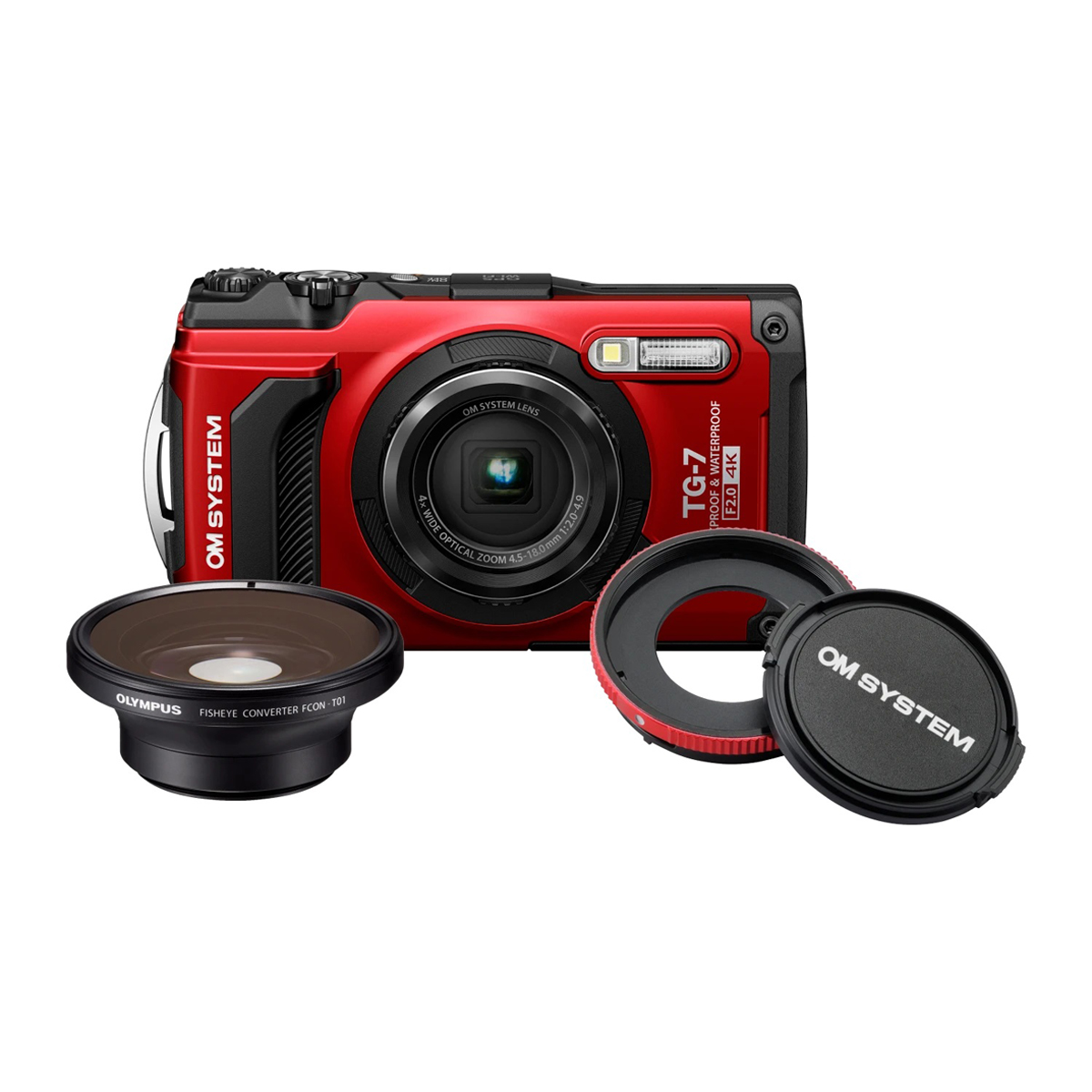 OM SYSTEM TG-7 rot, Fisheye Kit, Kamera inkl. CLA-T01 Adapter+FCON-T01 Konverter OM SYSTEM TG-7 rot, Fisheye Kit, Kamera inkl. CLA-T01 Adapter+FCON-T01 Konverter