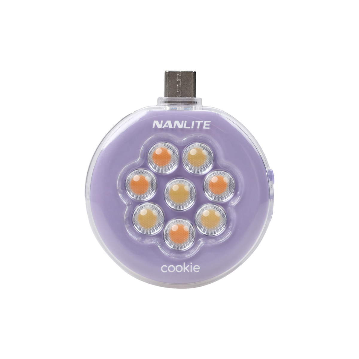 Nanlite Mini-Smartphone-Leuchte cookie rund, lavendel