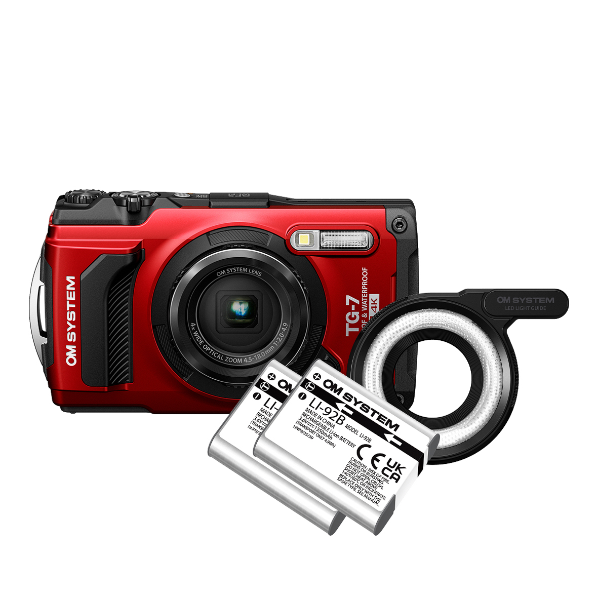 OM SYSTEM TG-7 rot Adventure Kit Digitalkamera inkl. 2 Akkus+LED Light OM SYSTEM TG-7 rot Adventure Kit Digitalkamera inkl. 2 Akkus+LED Light