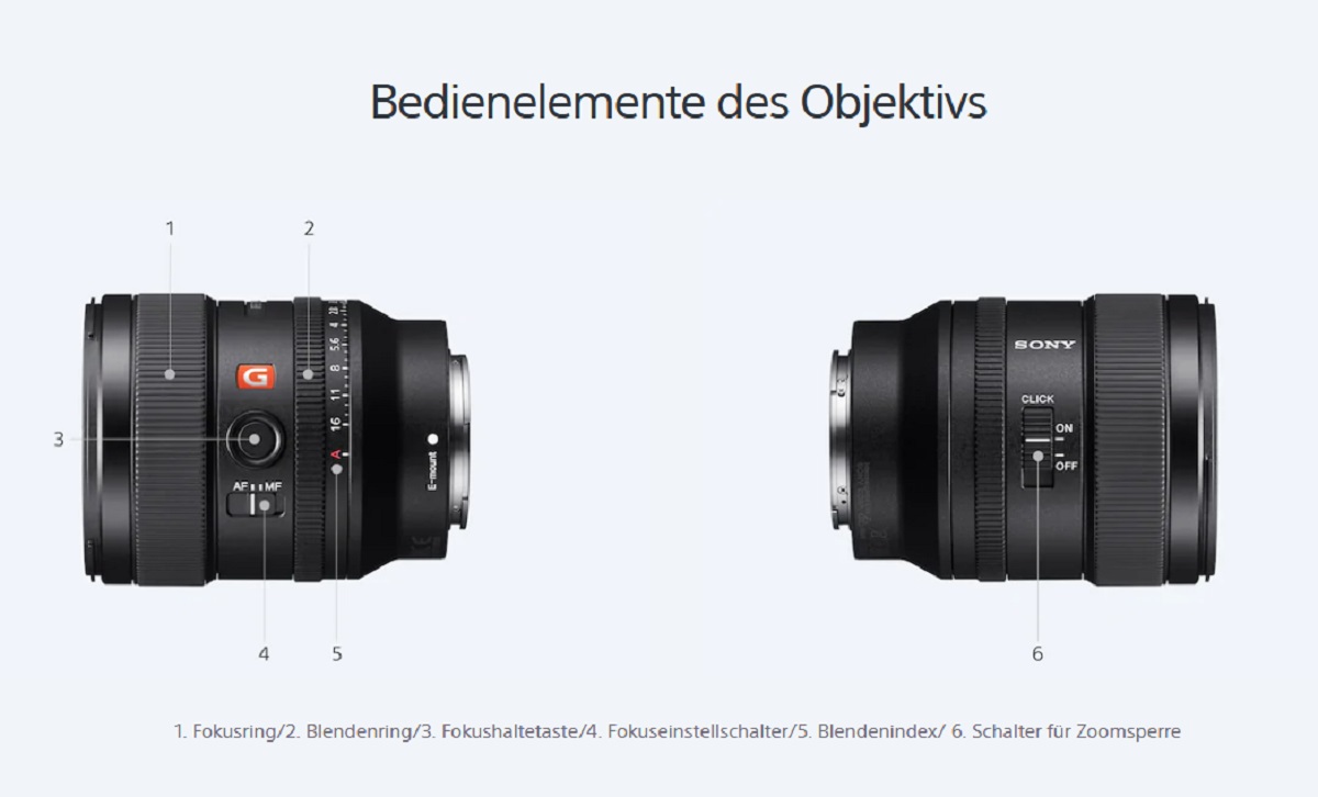 Sony SEL FE 1,4/24 mm GM schwarz E-Mount Objektiv 4548736083981