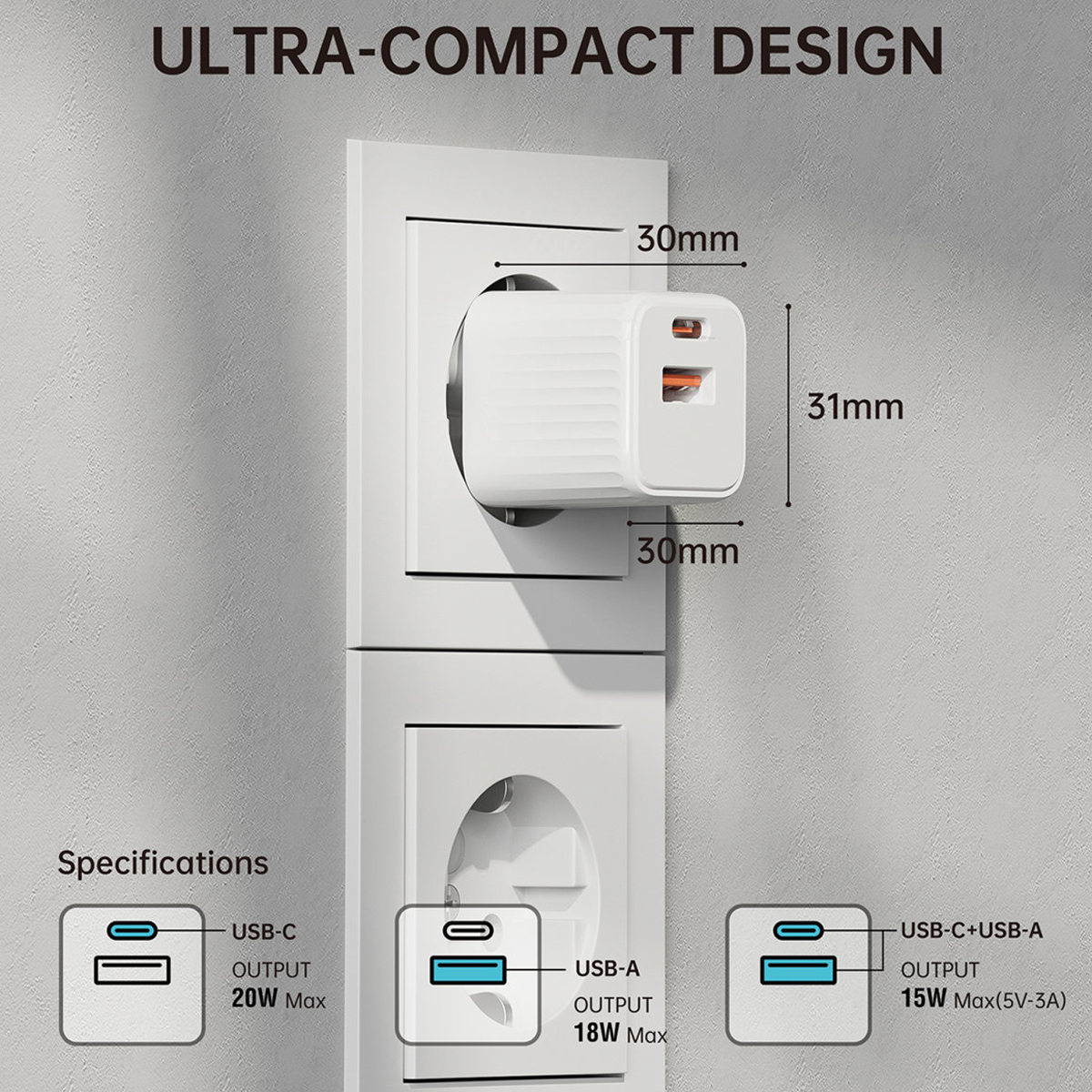 4smarts VoltPlug Duos Mini PD weiß mit USB-C Kabel 1,5 m 20W 4252011903382