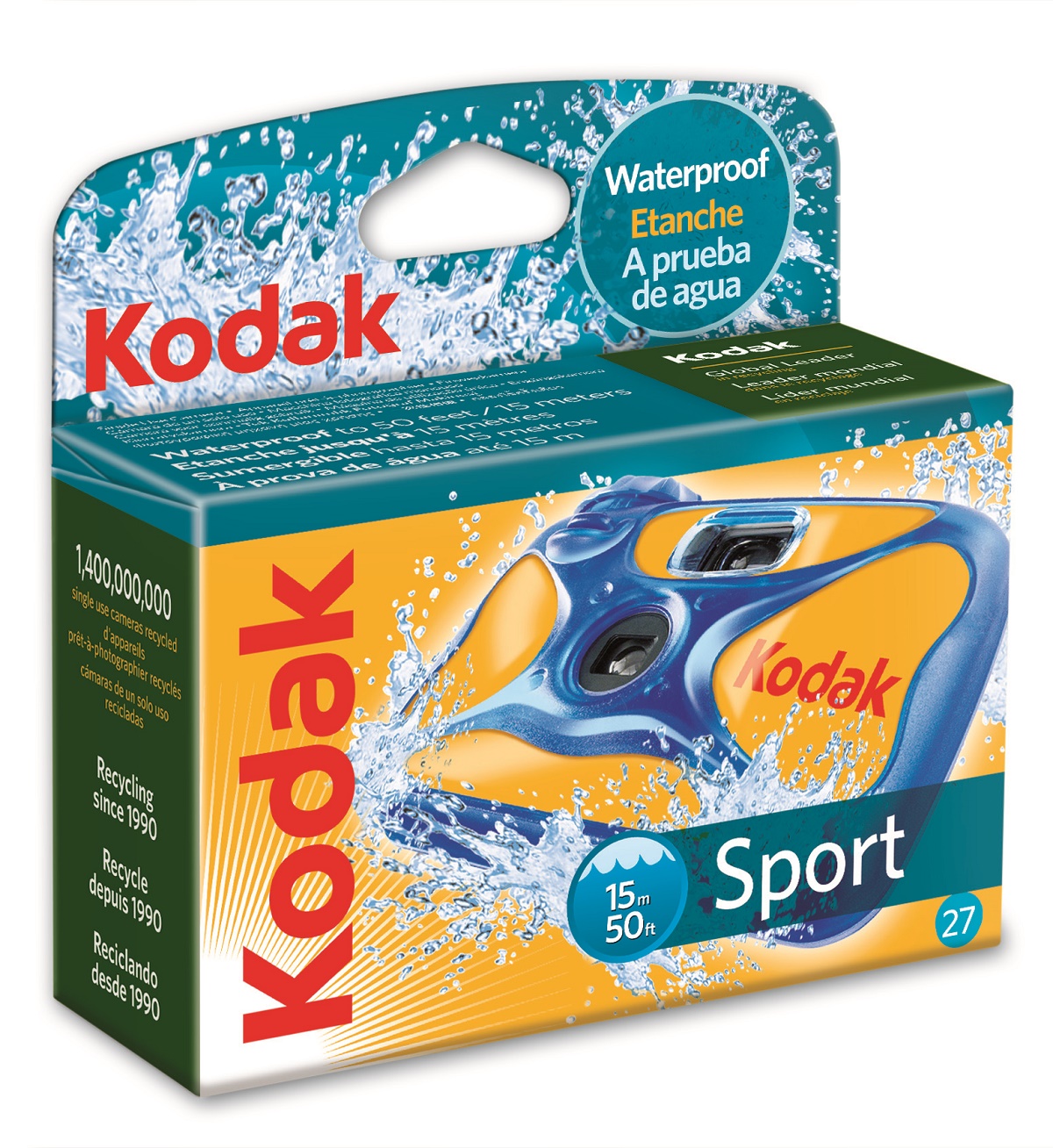 Kodak Sport 27 Aufnahmen ISO 800 Unterwasser-Einweg-Kamera 0041778004708