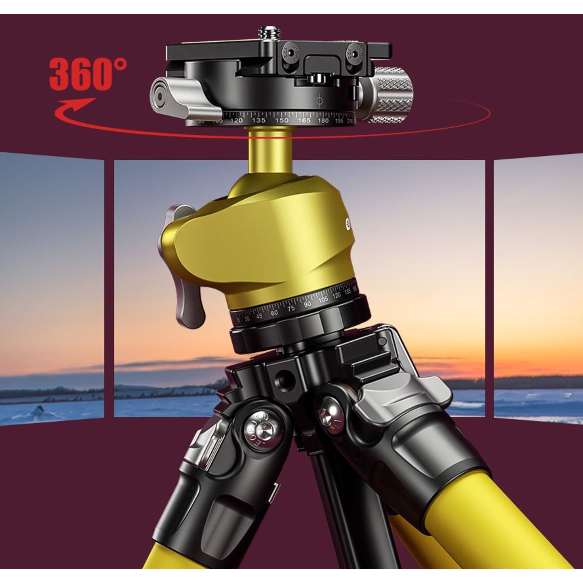 Leofoto LY-224C Mr.Y + Balhead LH-25 R Yellow 6940828306394