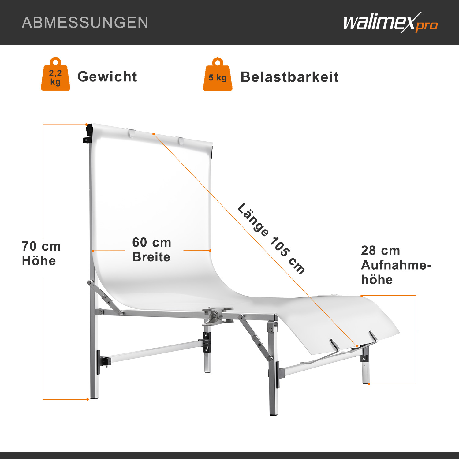 Walimex Aufnahmetisch Tavola Aufnahmehöhe 28cm Walimex Aufnahmetisch Tavola Aufnahmehöhe 28cm