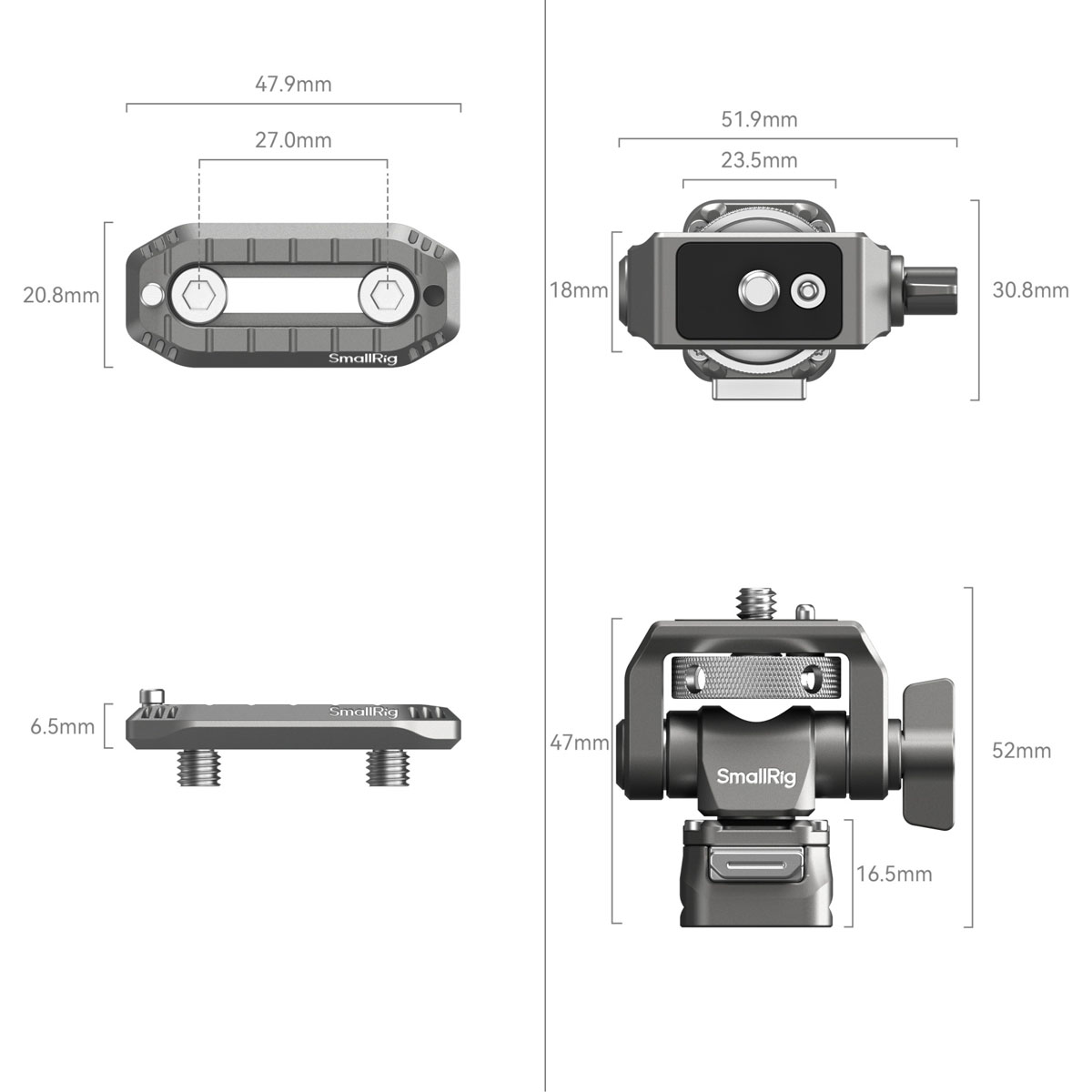SmallRig 4487 HawkLock H21 QR Monitor Support mit NATO Clamp 6941590015620
