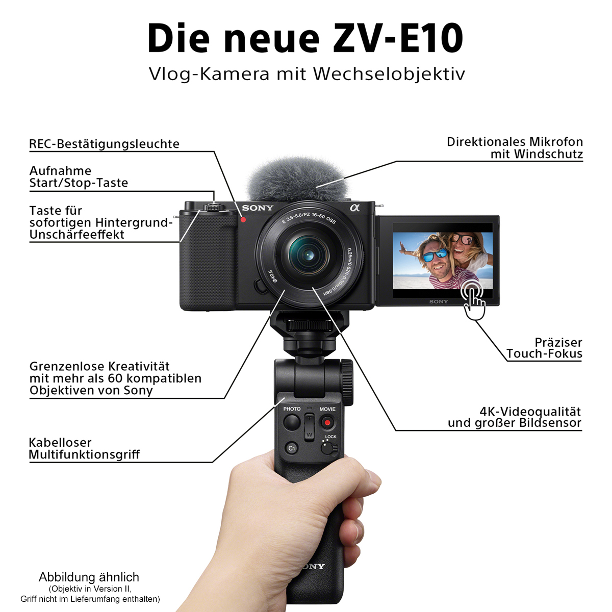 Sony Alpha ZV-E10+SEL 16-50 mm II PZ OSS schwarz, Kamerakit