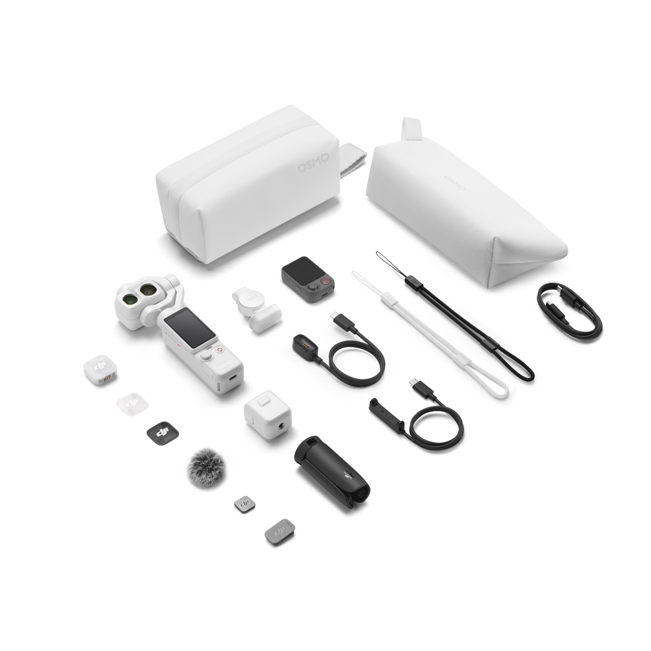 DJI Osmo Pocket 4P Pearl White Vlog Combo, Gimbal-Kamera