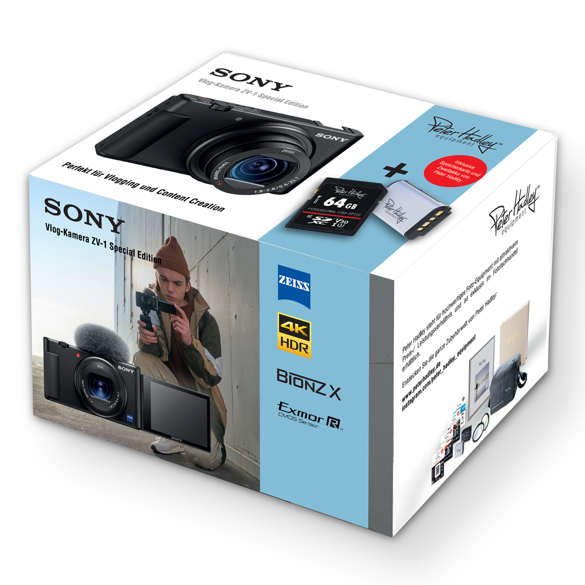 Sony ZV-1 Vlog Kamera Special Edition Set inkl. Peter Hadley 64GB SDHC+Akku NP-BX1 4002451006217