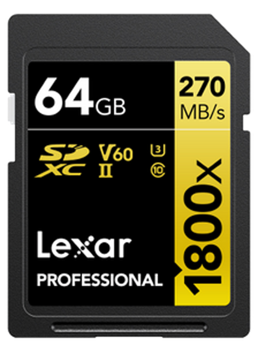 Lexar 1800x SDXC 64 GB V60 UHS-II U3 (280/210 MB/s) Prof. Speicherkarte 0843367124497
