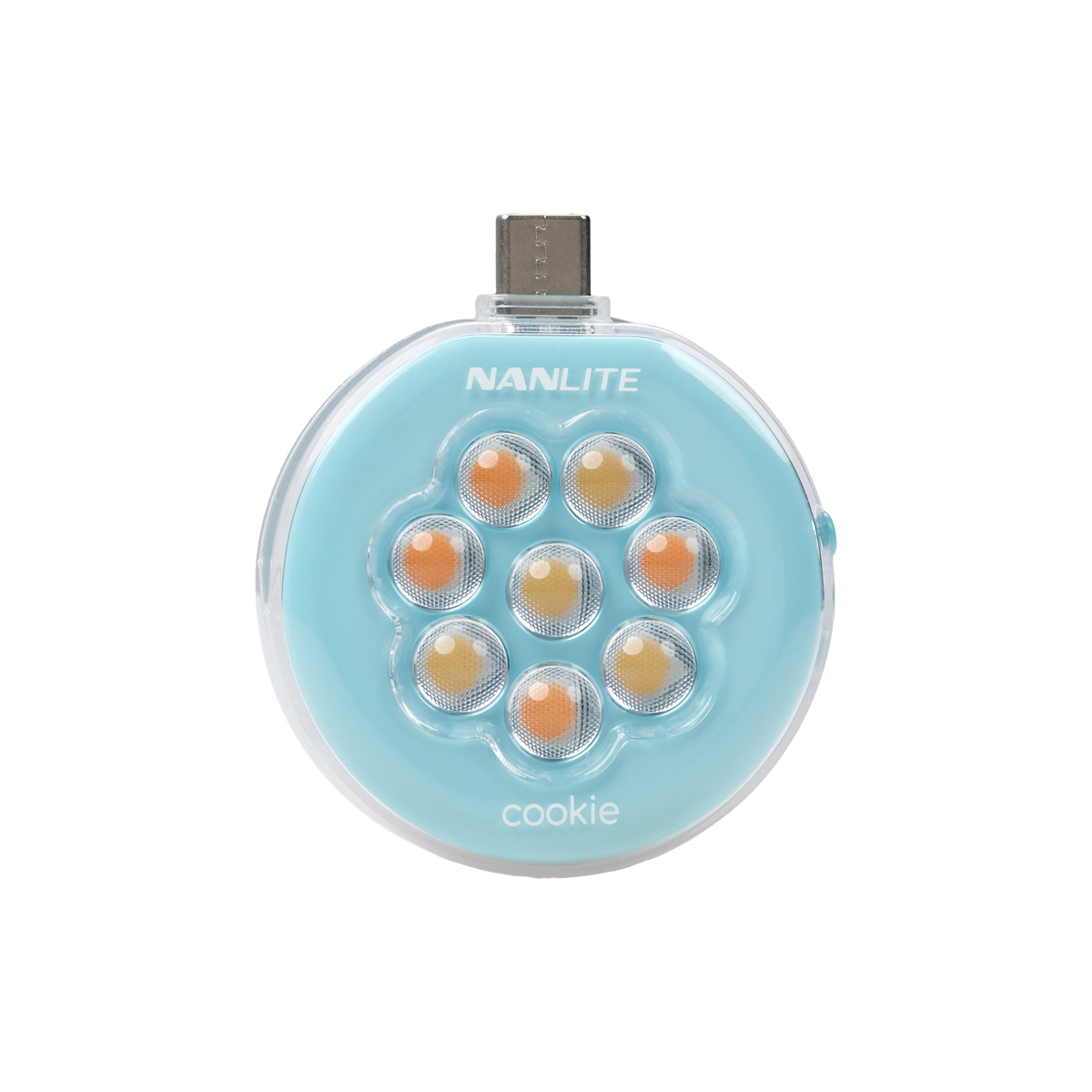 Nanlite Mini-Smartphone-Leuchte cookie rund, cyan Nanlite Mini-Smartphone-Leuchte cookie rund, cyan