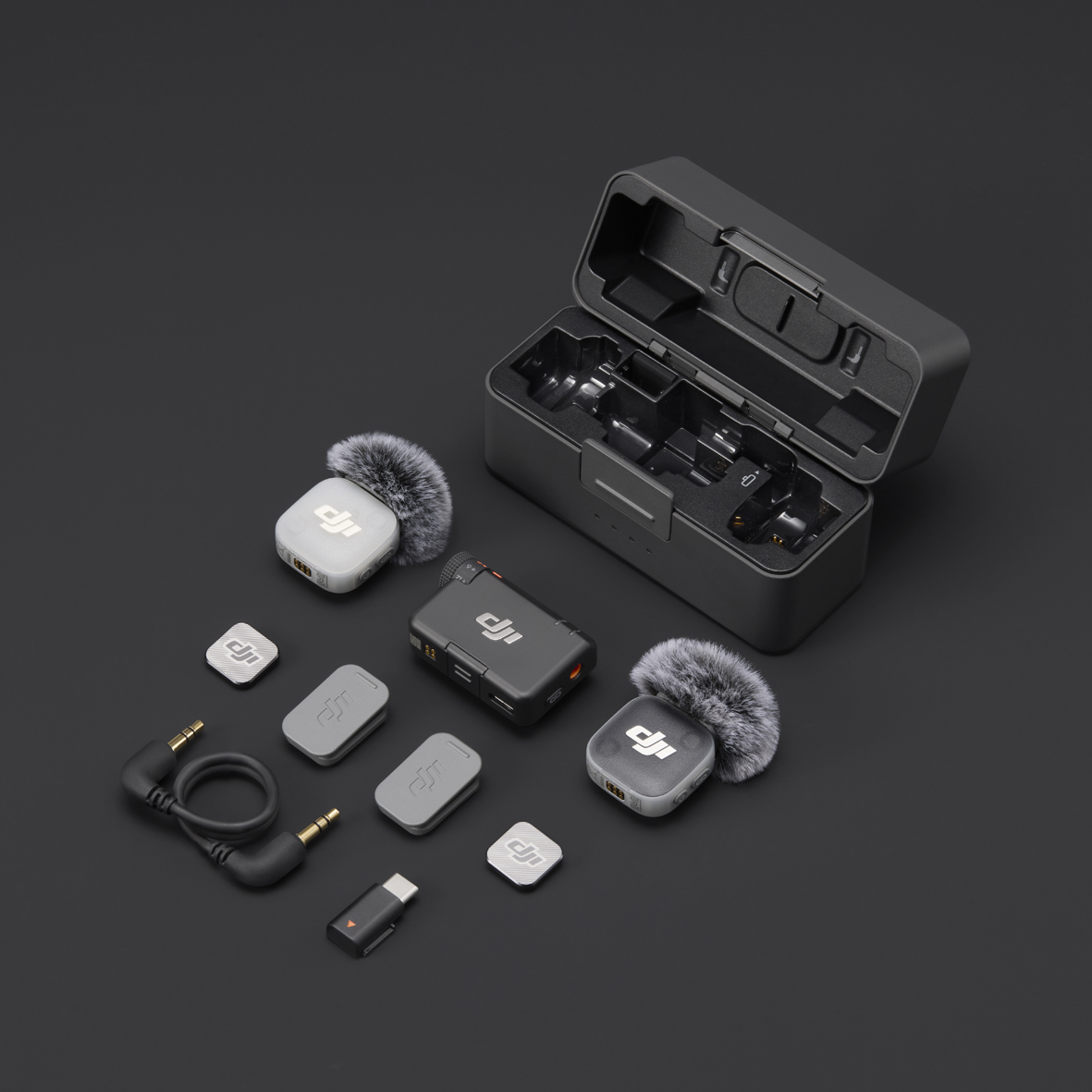 DJI MIC Mini 2 (2 TX + 1 RX+Charging Case), Empfänger, Sender, Ladeschale