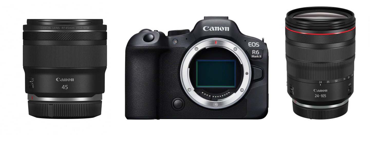 Canon EOS R6 II Set mit Canon RF 1,2/45mm STM + RF 4,0/24-105mm L IS USM