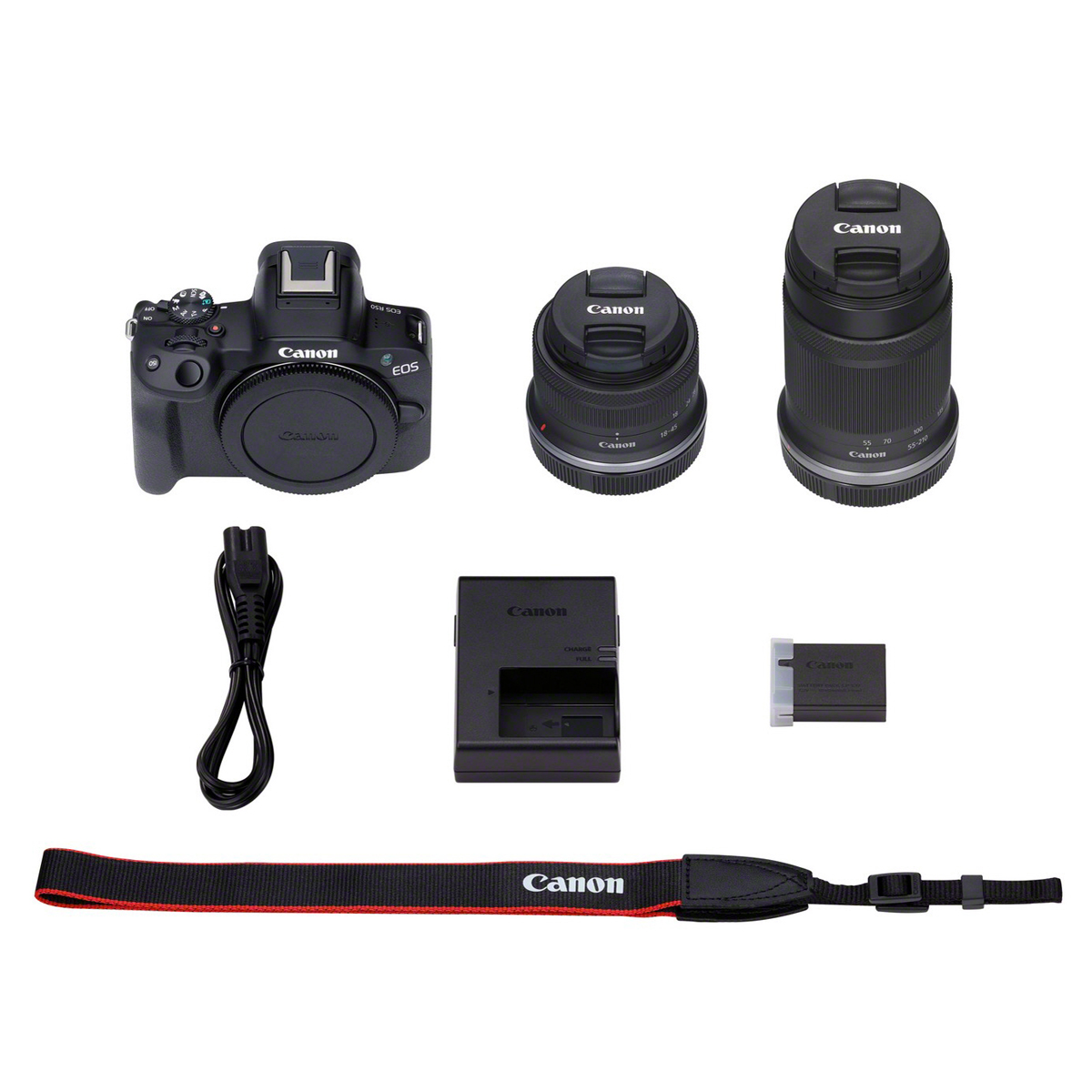 Canon EOS R50+RF-S 18-45 mm IS STM + 5,0-7,1/55-210 mm IS STM inkl. GRATIS Canon LP-E17 Akku 4549292205060