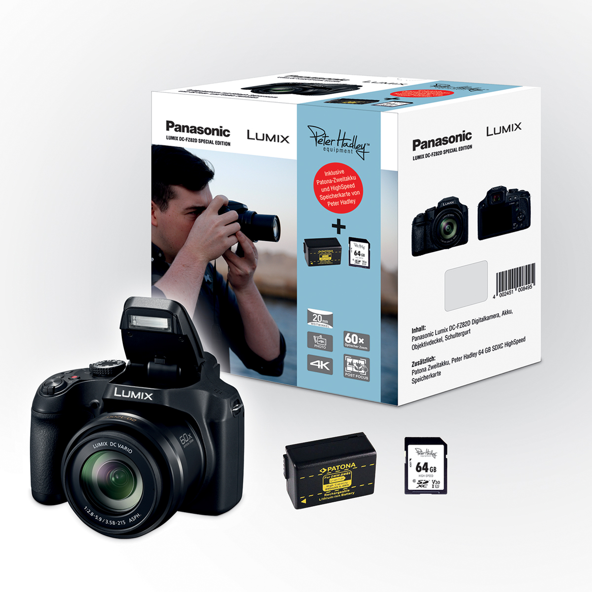 Panasonic DC-FZ82D Special Edition + PH 64 GB SDXC / Patona DMW-BMB9 Akku 4002451008495