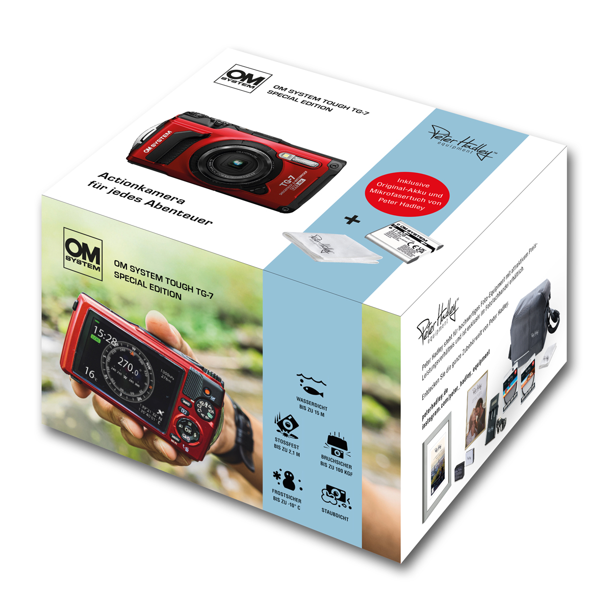 OM SYSTEM TG-7 Special Edition rot Kamera inkl. 2. LI-92B Akku+PH Tuch 4002451007375