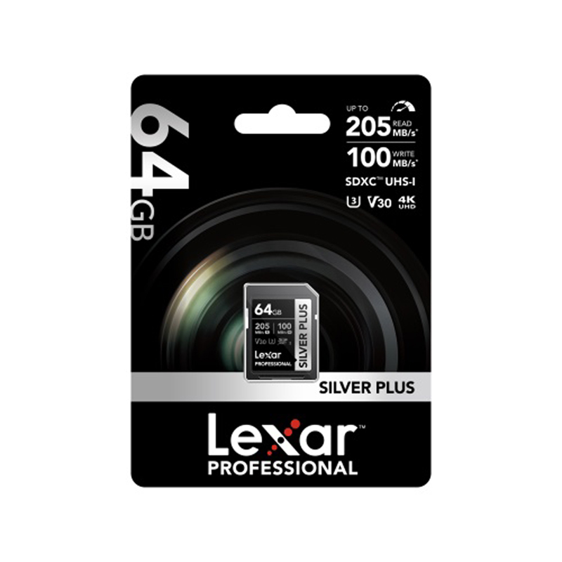 Lexar Silver Plus SDXC UHS-I 64GB U3 V30 R205/W100 0843367134120
