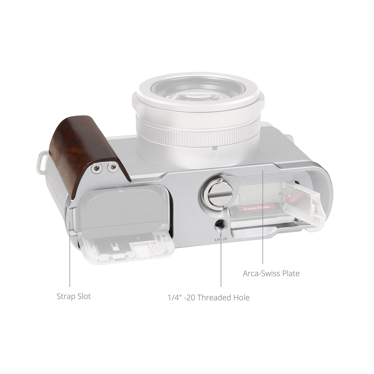 SmallRig 5943 L-förmiger Holzgriff für Panasonic Lumix L10 silber